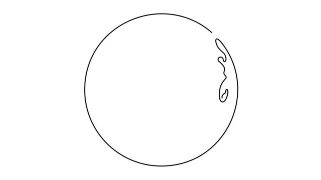 Animated self drawing of continuous line draw. earth globe. Full length one line animation. 4K