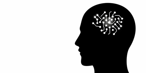 Creative digital mind concept showing human intellect, intelligent technology connecting and networking with AI, future tech, machine learning solutions