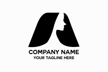 letter A with a woman's face