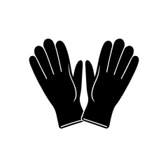 Fototapeta premium Illustration of two black rubber gloves on transparent background silhouette