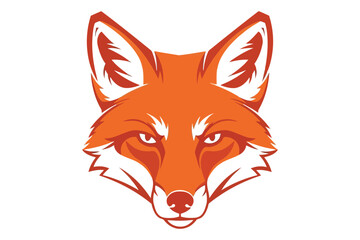 Obraz premium Illustration of a fox head, showcasing its sharp features, pointy ears, and intense gaze, perfect for logos, emblems, or wildlifethemed designs