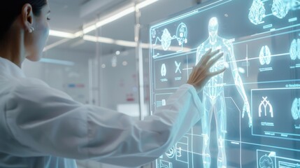 Scientist using digital anatomy display