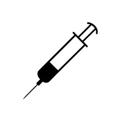 Fototapeta premium Black and white drawing of a syringe tool on transparent background silhouette