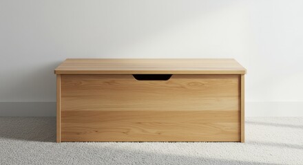 Simple wooden storage chest with drawer on light background  