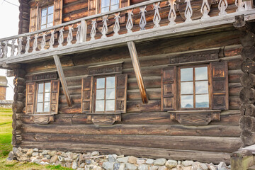 Windows of house of a wealthy peasant. Eighteenth century, Russia, Kizhi Island