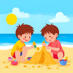children on the beach