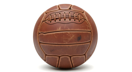 Vintage soccer ball with weathered leather texture, evoking nostalgia for classic sports and games