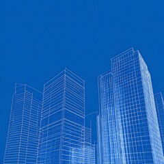Obraz premium Architectural blueprint of modern skyscrapers