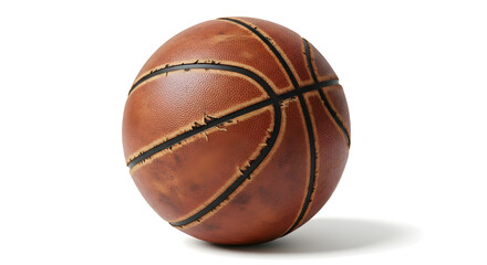 Detailed vintage basketball against a clean white background, ideal for sports promotions and classic design projects