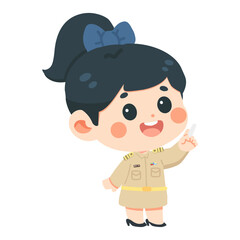 Cartoon Thai Teacher Illustration