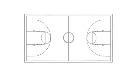 Basketball court outline ready for action, a classic design perfect for sports projects, training, or design