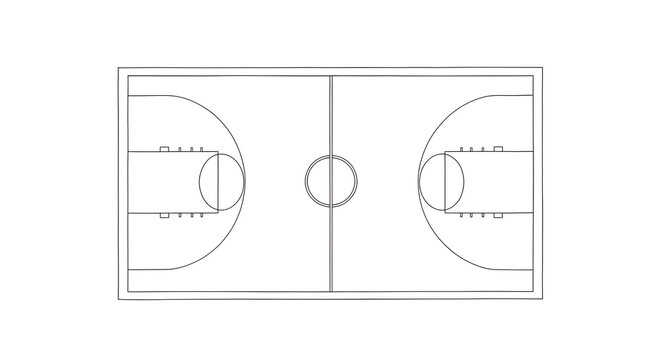 Basketball court outline ready for action, a classic design perfect for sports projects, training, or design