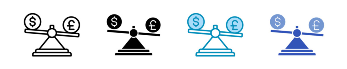 Currency Balance  Icon Set Multiple Style Collection