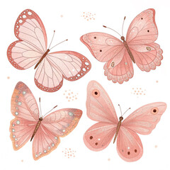 set of beautiful butterfly
