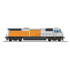 Modern Freight Train Locomotive Side View Illustration.