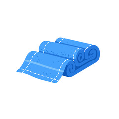 Set of rolled blue towels with white stitching vector illustration. © muh