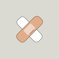 Two Bandages Crossed For First Aid And Healing.