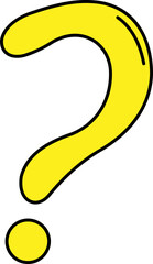 Bright yellow question mark on black background:  symbol of inquiry