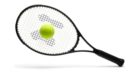 Tennis racket and ball isolated on white background, perfect for sports, fitness, and active lifestyle concepts