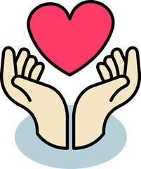 Caring hands gently holding a heart, symbolizing love and compassion