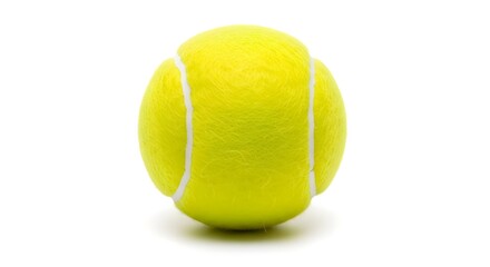 Vibrant Yellow Tennis Ball Isolated on Pure White Background, Sports Equipment for Game and Recreation