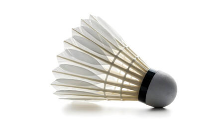 Professional badminton shuttlecock isolated on white background, perfect for sports, competition, and design projects