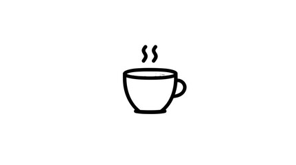 Minimalist Line Art Coffee Vector Icon, Flat Design with Teal and Orange on White, for UI and Branding