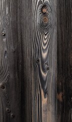 Textured Dark Wooden Planks with Intricate Grain Patterns and Prominent Natural Knots