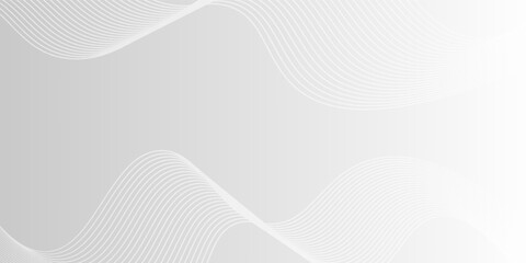 Grey gradient background with line waves. Minimal smooth elegant grey backdrop. Abstract motion wavy lines, dynamic design for banner, ads, poster, cover, social media.