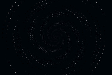 Abstract circular dots techno background, Futuristic vortex tunnel bg, Vector illustration.