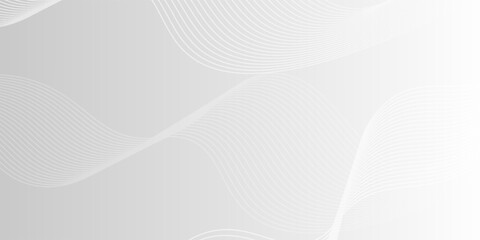 Grey gradient background with line waves. Minimal smooth elegant grey backdrop. Abstract motion wavy lines, dynamic design for banner, ads, poster, cover, social media.
