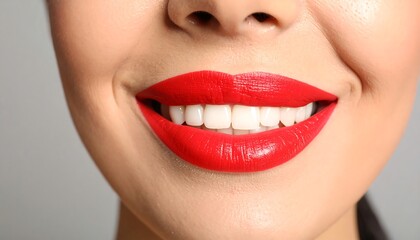 Woman smiling with red lipstick