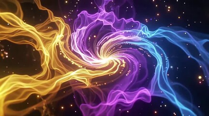 Nebula of glowing data streams with cosmic particles, seamless abstract luxury loop for music visuals - Powered by Adobe