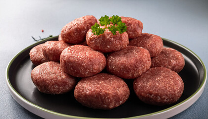 Ci Kofte Traditional Middle Eastern Cuisine Ci Kofte Or Turkish Raw Meatballs Ready To Serve On A Plate