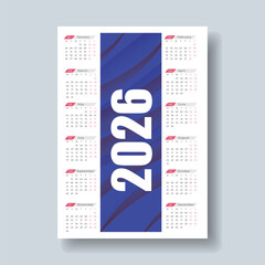 2026 Calendar Template, 2026 wall calendar design abstract template design for 2026 new year, calendar 2026 design