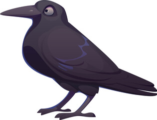 Halloween cartoon raven or horror holiday monster, vector character. Happy Halloween holiday trick or treat night symbol of witch bird pet, black raven or crow scary spooky character
