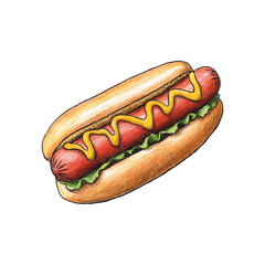 hotdog hand drawn illustration