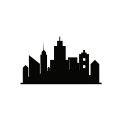 Fototapeta premium Silhouette of a city skyline at nighttime on transparent background