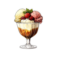 ice cream sundae hand drawn illustration