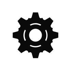 Black gear with circular cutouts design on transparent background silhouette