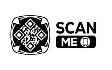 QR code scan icon set. Scan me frame. QR code scan for smartphone. QR code for mobile app, payment and identification. Vector illustration.