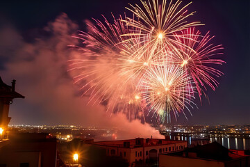 Colorful Diwali Fireworks Celebration Background &ndash; Festive Lights, Sparkles, and Night Sky for Festival of Lights