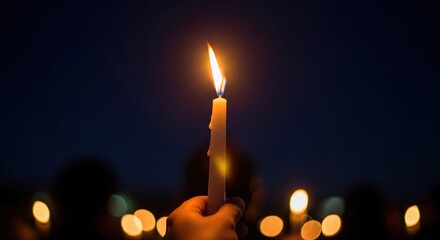 Candlelight vigil photo, memorial service, remembrance ceremony, light a candle, hope and peace image