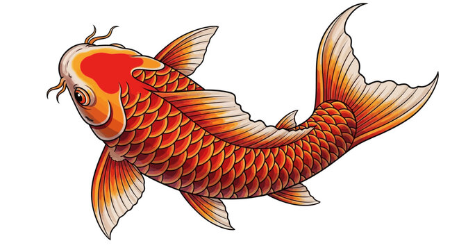 Elegant koi fish illustration with traditional Japanese tattoo aesthetic and graceful movement