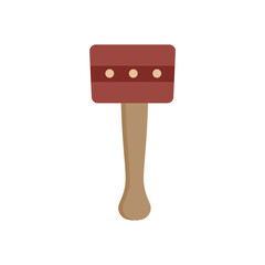 wooden mallet woodcut flat design vector illustration. Wooden mallet isolated in white background