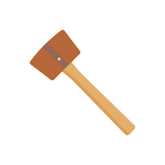 wooden mallet woodcut flat design vector illustration. Wooden mallet isolated in white background