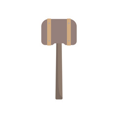 wooden mallet woodcut flat design vector illustration. Wooden mallet isolated in white background