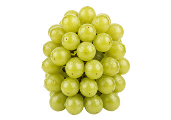 Isolated heap of ripe green seedless grapes with droplets ready for snacking, healthy raw food