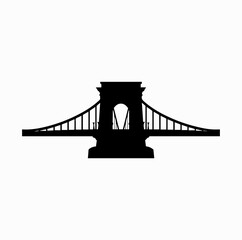 Chain Bridge Silhouette &ndash; Budapest Suspension Bridge Vector