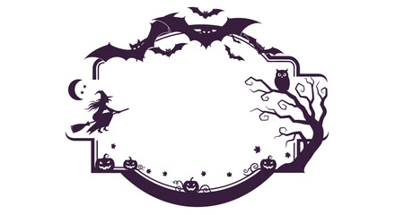 Circular Autumn Garden Frame with Grape Vines and Owls